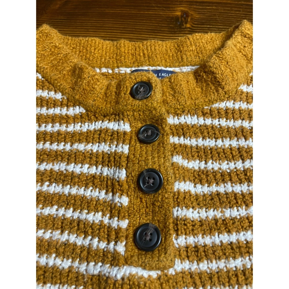 American Eagle Sweater, Women's Size Small, Brown White, Striped, Pullover - Picture 3 of 9